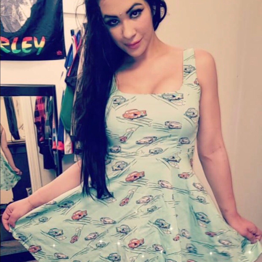 Sz Small seafoam green dress pinup retro 50s car - Picture 5 of 6
